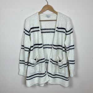 Madewell Striped Boucle Open Front Cardigan Sweater